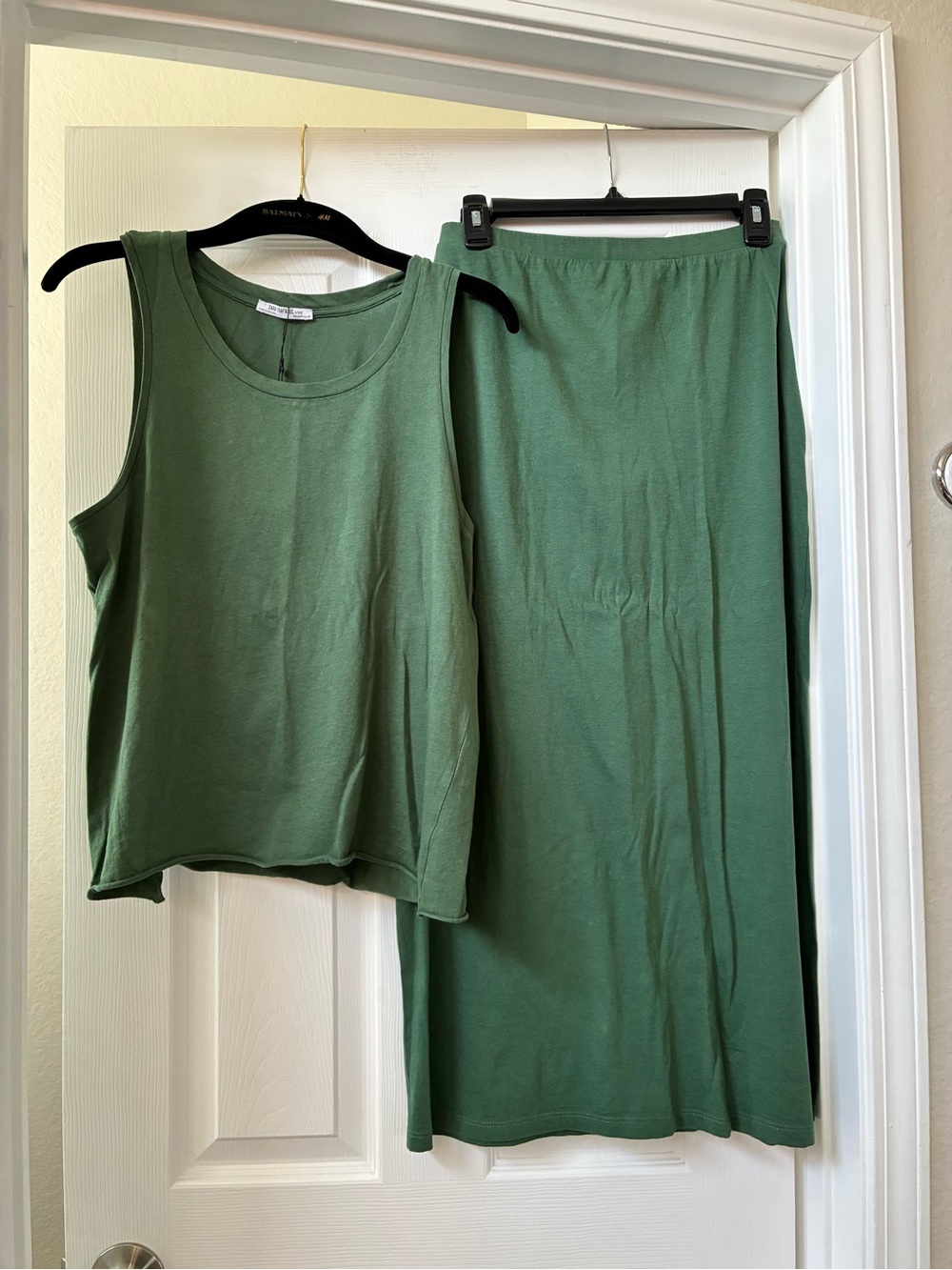 Zara Trafaluc Olive Green 2-piece casual skirt set